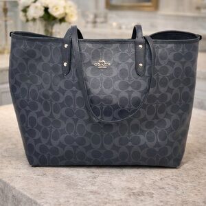 Coach Midnight Blue Reversible Signature Canvas Tote
